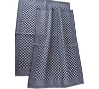 2X Kracht Dish Towels Kitchen Towels Full Twist Glasses Classic Check Black