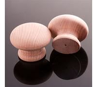 2X Large 50mm Drilled Natural Plain Knobs - Wooden Cupboard/Door/Drawer Handles