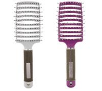 2x Large Curved Vented Hair Brush Set for Fast Drying and Scalp Massage - Detangling Paddle Brush for Thick, Thin, Long, Curly Hair - Unisex design - Detangle, Style & Dry with