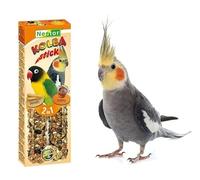 2x Large Parakeets and Parrot HONEY + BISCUITS 2in1 Seed Sticks Parrots Canaries 115g Bird Food Conures Budgie Cockatiel Treats Finches Cockatoo Snacks with Hooks
