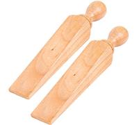 2x Large Traditional Door Wedge Stops - Solid Wooden Stoppers