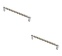 2x Larged Round Bar Mitred Door Handle 325 x 19mm Polished Chrome Satin Nickel