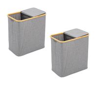 2x Laundry Sorter 90L 2-Fächer Bin with Lid 53, 5x33x56 CM Basket