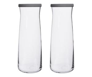 2x LAV Grey Lid 1.2L Vera Glass Carafes Clear Water Wine Decanter Bottle Set