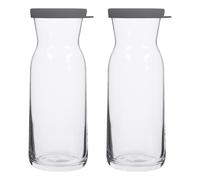 2x LAV Grey Lid 700ml Fonte Glass Carafes Clear Water Wine Decanter Bottle Set