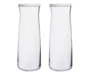 2x LAV White Lid 1.2L Vera Glass Carafes Clear Water Wine Decanter Bottle Set