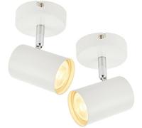 Loops 2x LED Adjustable Ceiling Spotlights Matt White Single GU10 Dimmable Downlight Loops White