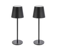 2x LED Battery Table Lamp Black Touch Function 3 Shades of White Dimmable Night