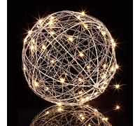 2x LED Decoration Light Ball, Battery-Powered, Free-Standing & Hanging, Extra Long Cable, Ø 20 cm, Silver
