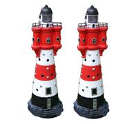 2x LED Decoration Lighthouse 50 cm | Garden Lighting Solar | Beacon Red White