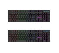2X LED Gaming QWERTZ Keyboard Black USB Illuminated German Layout