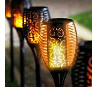 Garden Mile 2X LED Solar Lights Powered Garden Lights Solar Powered Waterproof Torch Patio Lights Dancing Flame Flickering Garden Solar Lights Solar Stake Lights Pathway Lighting Outdoor Lights 60 CM