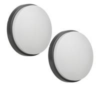 2x LED Wall Ceiling Lamp Indoor Outdoor Round IP54 1100lm Natural White Grey Set