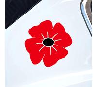 2X Lest We Forget Car Sticker Decal, Remembrance Day Stickers, Poppy Memorial Sticker Decal, Poppy Car Bumper Sticker, Car Window Sticker, Caravan, Camper Van Decal Stickers (90mm x 90mm (LxH))