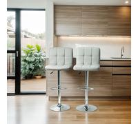 Gr8 Home Light Grey Faux Leather Swivel Breakfast Bar Stool Set of 2 - Size: 38 x 41 x 115cm - Wilko