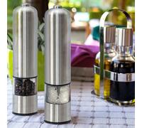 2X Light Up Electric Salt & Pepper Mill Stainless Steel Electronic Grinder Pots