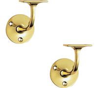 2x Lightweight Handrail Bannister Bracket 72mm Projection Polished Brass