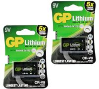 2x Lithium 9V Batteries GP CR-V9 U9VL U9VL-J L522 PP3 Longest Lasting 10 Years