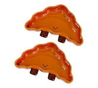2X Little Creature Ceramic Meal Receptacles Wide Rim Structure Spills Suitable for Rabbits Ferrets and More Dry Wet Food Separator Bowl