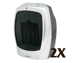 2X Lloytron F2201SV Staywarm 1500w PTC Ceramic Heater - Silver