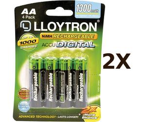2X LLOYTRON NiMH Rechargeable AccuDigital AA B012 Batteries 1300mAh - 4 Pack