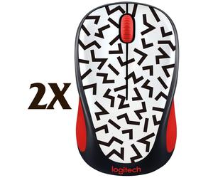 2X Logitech M317C Wireless Optical Mouse Zig-Zag Red (PN 910-004750)