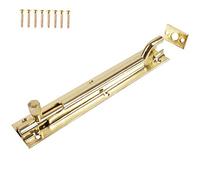 2X Long Solid Brass Necked Slide Bolts 150mm (6") Offset Latch for Recessed Doors