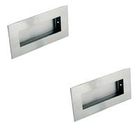 2x Low Profile Recessed Flush Pull 102 x 51mm 10mm Depth Satin Stainless Steel