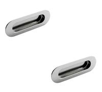 2x Low Profile Recessed Flush Pull 120 x 41mm 13mm Depth Bright Stainless Steel