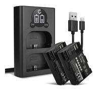 2x LP-E6N LP-E6 Battery & LED Smart Charger for Canon EOS R EOS R6 EOS 60Da
