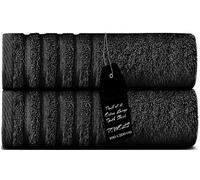 2x Luxurious Jumbo Bath Sheet Ultra Soft and Highly Absorbent, 100% Combed Ring-Spun Cotton Thick Large Bathroom Towels 100 x 200 CM (BLACK)