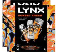 2X Lynx Sunset Men’s Grooming Gift Set - Body Wash, Body Spray & Deodorant Trio