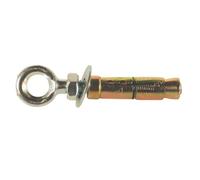 2x M10 x 115mm Super Heavy Duty Expansion Eye Bolts, Shield Eye Anchor Bolts for Securing into Concrete, Brick, and Masonry Walls Yellow Zinc Plated