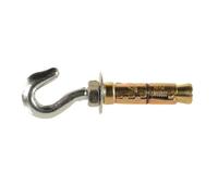 2x M6 x 80mm Super Heavy Duty Expansion Hook Bolts, Shield Hook Anchor Bolts for Securing into Concrete, Brick, and Masonry Walls Yellow Zinc Plated