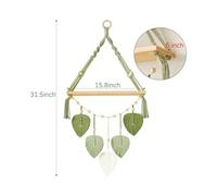2X Macrame Wall Hanging Shelf-Boho Wall Plant Hanger Shelves with Handmade Woven Leaves, Rustic Wood Display Shelf