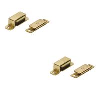 2x Magnetic Cupboard Door Catch 37mm Fixing Centres 6kg Pull Electro Brassed