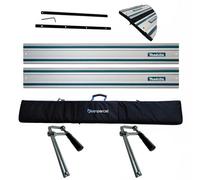 2X Makita 1.5M Guide Rail For Sp6000 Plunge Saws + Rail Clamps + Connector + Bag