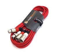 2x Male to 2x Female XLR Balanced Microphone Cable Twin Lead (Red, 5m)