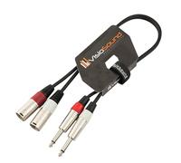 2x Male XLR to 2x 6.35mm 1/4" Mono Jack Twin Lead Audio Signal Cable (0.5m) | Noiseless OFC Twin Audio, Signal, FX, Mixer, Patch Cable for Stage & Studio