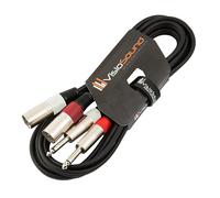 2x Male XLR to 2x 6.35mm 1/4" Mono Jack Twin Lead Audio Signal Cable (1.5m) | Noiseless OFC Twin Audio, Signal, FX, Mixer, Patch Cable for Stage & Studio