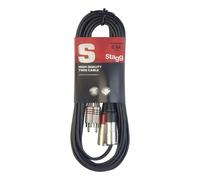 6M/20FT TWIN CABLE RCAm-XLRm