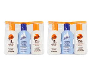 2x Malibu Sun Cream Lotion Travel Essentials 3 Pack SPF 15 & 20 & AfterSun 100ml