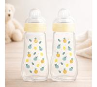 2x MAM Feel Good Glass Bottle Unisex 260ml High Quality Glass Round Bottle Shape