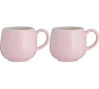 2x Mason Cash Embossed Stoneware Honeycomb Hot Beverage Mug Cup - Pink