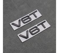 2x Matte Black V6T Side Wing Badge Emblems for Audi A4 A5 A6 A7 S3 S4 S5 S6 Q5 Q7 - Replacement Engine Side Badges