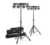2X Max PartyBar1 Disco Party Lights with Soft Cases - DJ Lighting System with RGBW LED Disco Light Bars, Adjustable Tripods, Par Cans & Jelly Balls, DMX Control, Auto/Sound Activation, Padded Bags