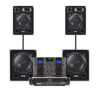2x MAX12 12" Passive DJ Speaker System with 15" Subs, 3000W Amplifier & DJ CD Mixer - Complete PA Package for Mobile DJ Setup, Parties and Events, Includes Speaker Cables, XLR to Jack Cable