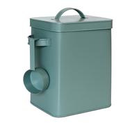 2x metal boxes laundry powder bins pet food containers with scoops green