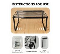 2X Metal Extendable Wardrobe Closet Shelf Stackable Organizer Shelf Rack Cabinet-Black