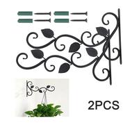 2x Metal Hanging Basket Brackets Garden Plant Hanger Hook Wall Décor